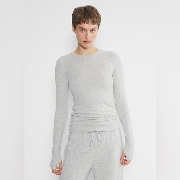 Aritzia Matching Set Destination Longsleeve Recharge Pant Heather Light Grey - Picture 2 of 15